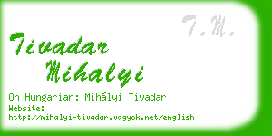 tivadar mihalyi business card